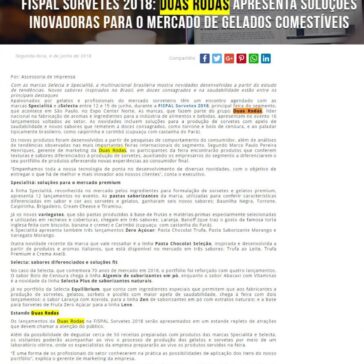 ISPAL Sorvetes 2018: Duas Rodas apresenta soluções inovadoras para o mercado de gelados comestíveis – Grupo Mais Food