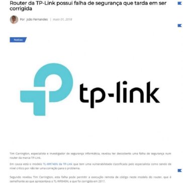 Router da TP-Link possui falha de segurança que tarda em ser corrigida – WINTECH