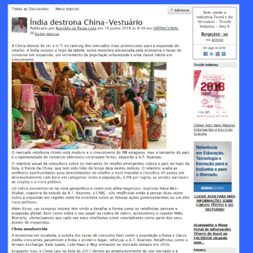 Índia destrona China-Vestuário – Textile Industry
