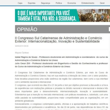 II Congresso Sul Catarinense de Administração e Comércio Exterior: Internacionalização, Inovação e Sustentabilidade – Clic A Tribuna