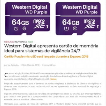 Western Digital apresenta cartão de memória ideal para sistemas de vigilância 24/7 – Vida Moderna