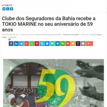 Clube dos Seguradores da Bahia recebe a TOKIO MARINE no seu aniversário de 59 anos – SEGS