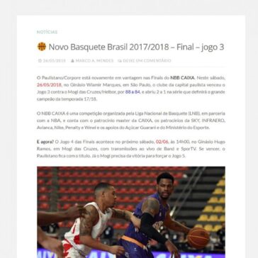 Novo Basquete Brasil 2017/2018 – Final – jogo 3 – Mogi das Cruzes em foco