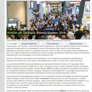 Balanço Exposec 2018 – Guia do CFTV