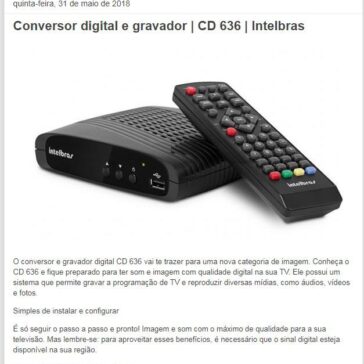 Conversor digital e gravador | CD 636 | Intelbras – RS Notícias