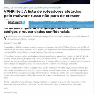VPNFilter: A lista de roteadores afetados pelo malware russo não para de crescer – Crypto ID