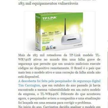 Falha em roteador da TP-Link deixa mais de 183 mil equipamentos vulneráveis – Camocim Online