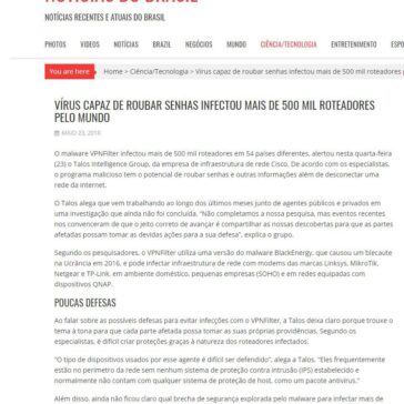 Vírus capaz de roubar senhas infectou mais de 500 mil roteadores pelo mundo – Notícias do Brasil