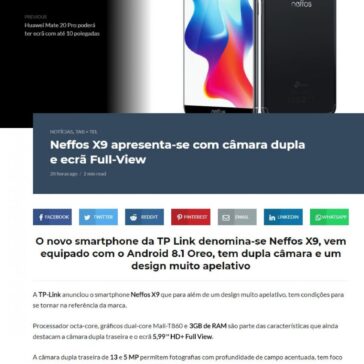 Neffos X9 apresenta-se com câmara dupla e ecrã Full-View – VoiceBox