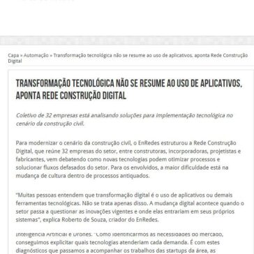 Transformação tecnológica não se resume ao uso de aplicativos, aponta Rede Construção Digital – 2A+ Construção
