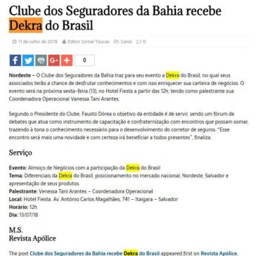 Clube dos Seguradores da Bahia recebe Dekra do Brasil – Jornal Tijucas