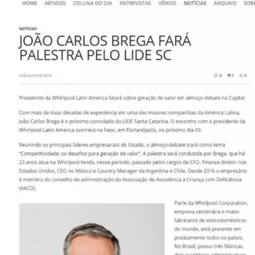 João Carlos Brega fará palestra pelo LIDE SC – Blog do Prisco