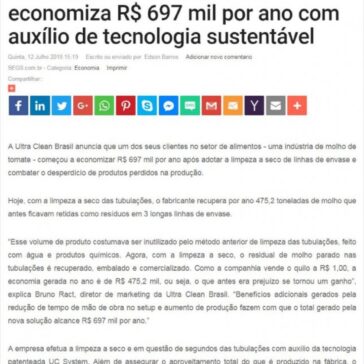 Fábrica de molho de tomate economiza R$ 697 mil por ano com auxílio de tecnologia sustentável – SEGS