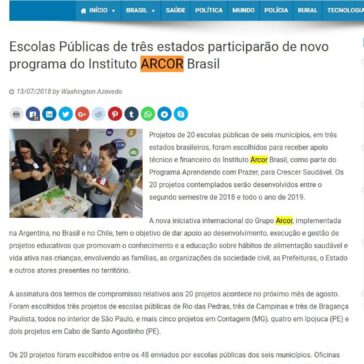 Escolas Públicas de três estados participarão de novo programa do Instituto ARCOR Brasil ? FATONEWS – Fatonews