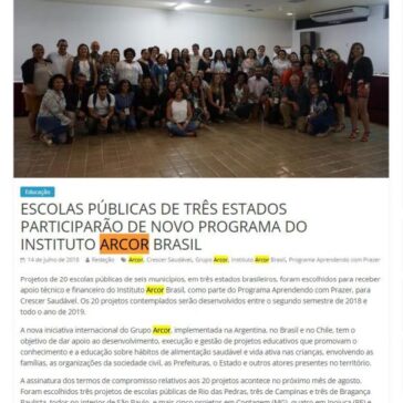 ESCOLAS PÚBLICAS DE TRÊS ESTADOS PARTICIPARÃO DE NOVO PROGRAMA DO INSTITUTO ARCOR BRASIL – Jornal Joseense News
