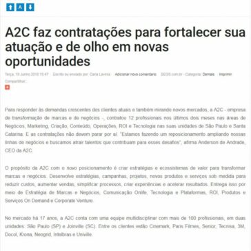 A2C faz contratações para fortalecer sua atuação e de olho em novas oportunidades – SEGS