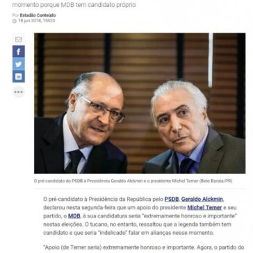 Alckmin diz que apoio de Temer seria “honroso? – Veja.com