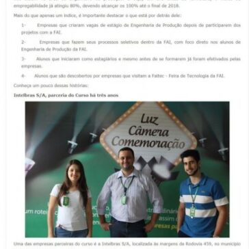 Alunos da Engenharia de Produção FAI abrem mercado de trabalho na região – Fai