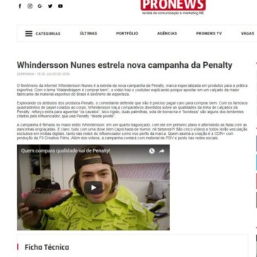Whindersson Nunes estrela nova campanha da Penalty – Pronews