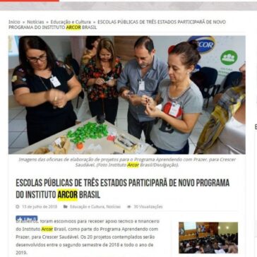 ESCOLAS PÚBLICAS DE TRÊS ESTADOS PARTICIPARÃ DE NOVO PROGRAMA DO INSTITUTO ARCOR BRASIL – Jornal Folha do Interior de Rondônia