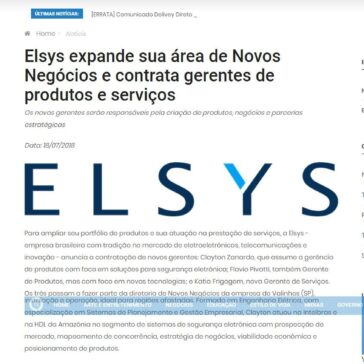 Elsys expande sua área de Novos Negócios e contrata gerentes de produtos e serviços Os novos gerentes serão responsáveis pela criação de produtos, negócios – Dino