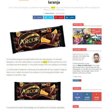 Arcor lança novo chocolate amargo com laranja – Geek Publicitário
