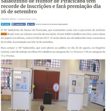 Salãozinho de Humor de Piracicaba tem recorde de inscrições e fará premiação dia 16 de setembro – Surgiu
