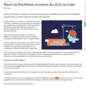 Warm Up MoviMente acontece dia 25/6, no Cubo – Secovi SP