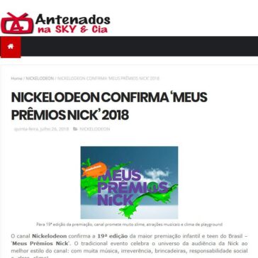 NICKELODEON CONFIRMA “MEUS PRÊMIOS NICK? 2018 – Antenados Na SKY & CIA