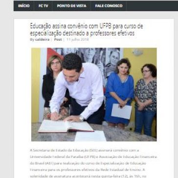 Educação assina convênio com UFPB para curso de especialização destinado a professores efetivos – Fernando Caldeira