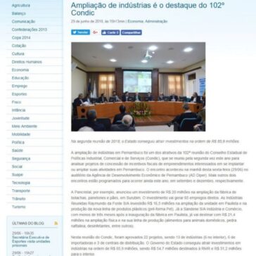 Ampliação de indústrias é o destaque do 102° Condic – Governo do Estado de Pernanbuco