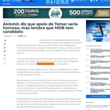 Alckmin diz que apoio de Temer seria honroso, mas lembra que MDB tem candidato – A Crítica (On-line)