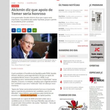 Alckmin diz que apoio de Temer seria honroso – Jornal do Commércio