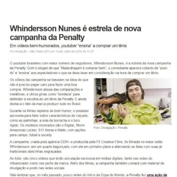 Whindersson Nunes é estrela de nova campanha da Penalty – Máquina do Esporte