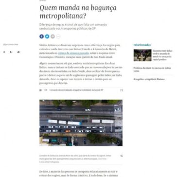 Quem manda na bagunça metropolitana? – Folha de S. Paulo (On-line)