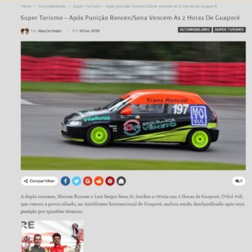 Super Turismo – Após punição Roncen/Sena vencem as 2 Horas de Guaporé – Velocidade no Sangue