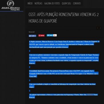 CGST: Após punição Roncen/Sena vencem as 2 Horas de Guaporé – Felipe Augusto
