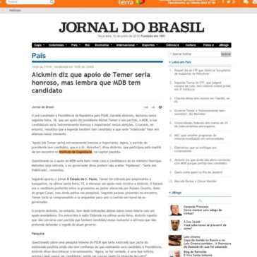 Alckmin diz que apoio de Temer seria honroso, mas lembra que MDB tem candidato – Jornal do Brasil (On-line)