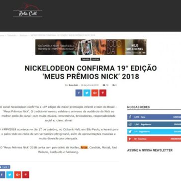 NICKELODEON CONFIRMA 19° EDIÇÃO “MEUS PRÊMIOS NICK? 2018 – Rota Cult
