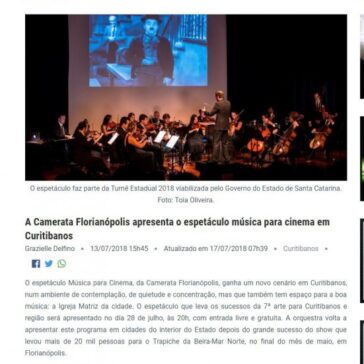 A Camerata Florianópolis apresenta o espetáculo música para cinema em Curitibanos – Portal Via Pública