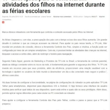 TP-Link ajuda pais a controlarem atividades dos filhos na internet durante as férias escolares – SEGS