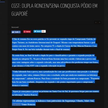 CGST: Dupla Roncen/Sena conquista pódio em Guaporé – Felipe Augusto