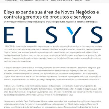 Elsys expande sua área de Novos Negócios e contrata gerentes de produtos e serviços – Comunique-se