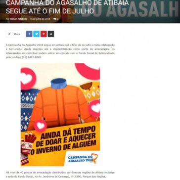CAMPANHA DO AGASALHO DE ATIBAIA SEGUE ATÉ O FIM DE JULHO – Atibaia Connection