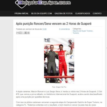 Após punição Roncen/Sena vencem as 2 Horas de Guaporé – Blog da Equipe