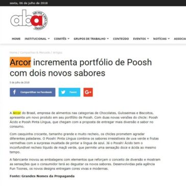Arcor incrementa portfólio de Poosh com dois novos sabores – ABA