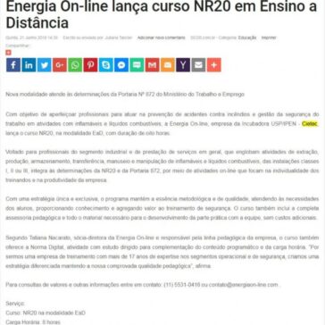 Energia On-line lança curso NR20 em Ensino a Distância – SEGS