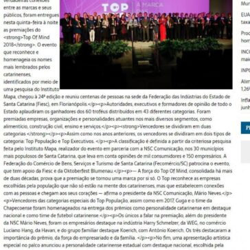 Marcas mais lembradas de Santa Catarina recebem o prêmio Top Of Mind – Agência de Notícias