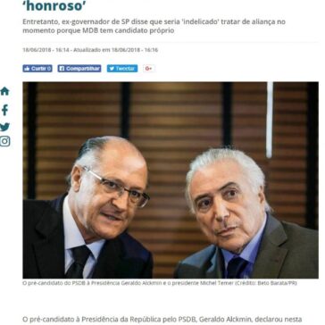 Alckmin diz que apoio de Temer seria “honroso? – TNH1