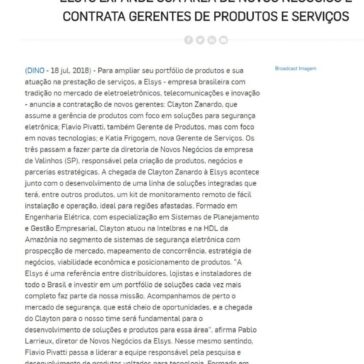 Elsys expande sua área de Novos Negócios e contrata gerentes de produtos e serviços – Agência Estado